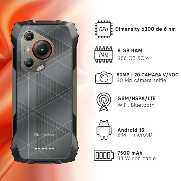 Blackview Bl7000 8gb Ram 256gb 5 G Ip68 50mpx NARANJA