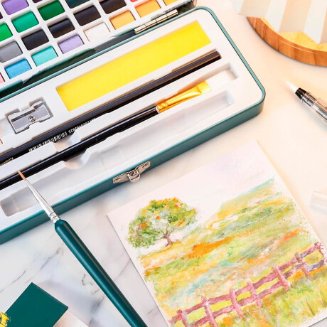 Set Pintura Acuarelas 45 Colores + Accesorios Arte Celeste