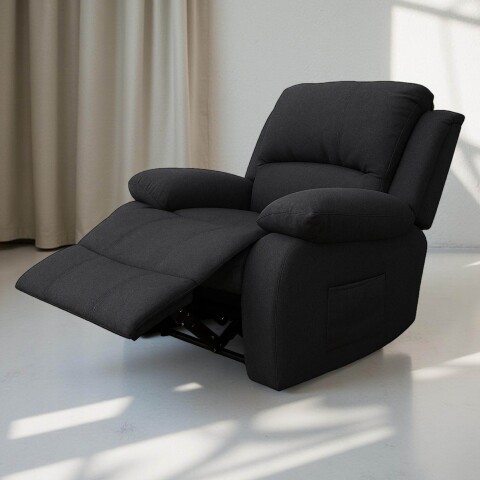 Sofá Sillón Poltrona Reclinable Masajeador Electrico Color Negro Tela