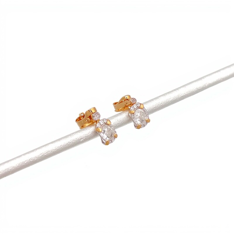 Caravanas Solitario oro - Oro bajo - Zirconia blanca - CA8117 conpiedra