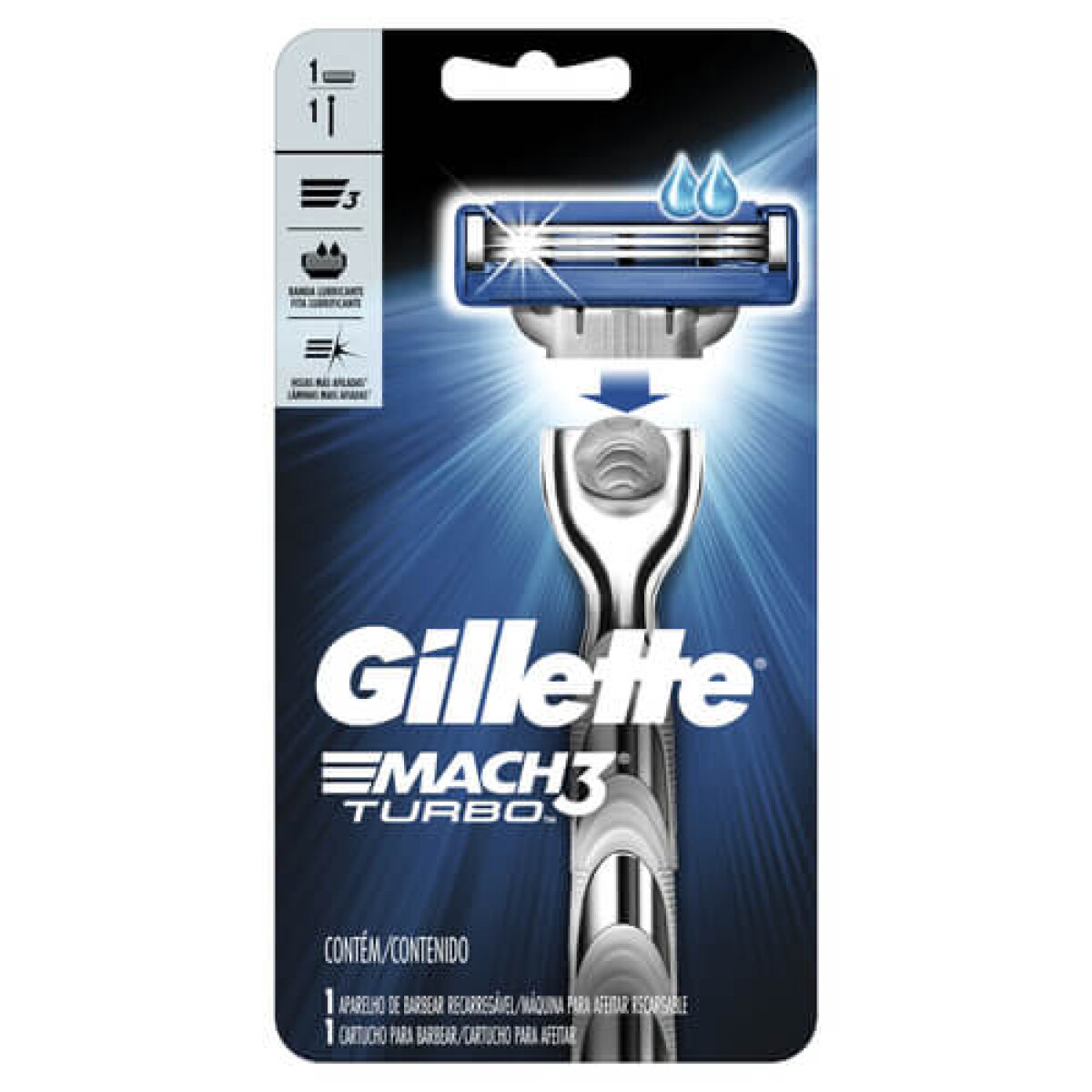 Gillette Mach3 Turbo Afeitadora + 1 Repuesto – Afeitado Preciso y Cómodo