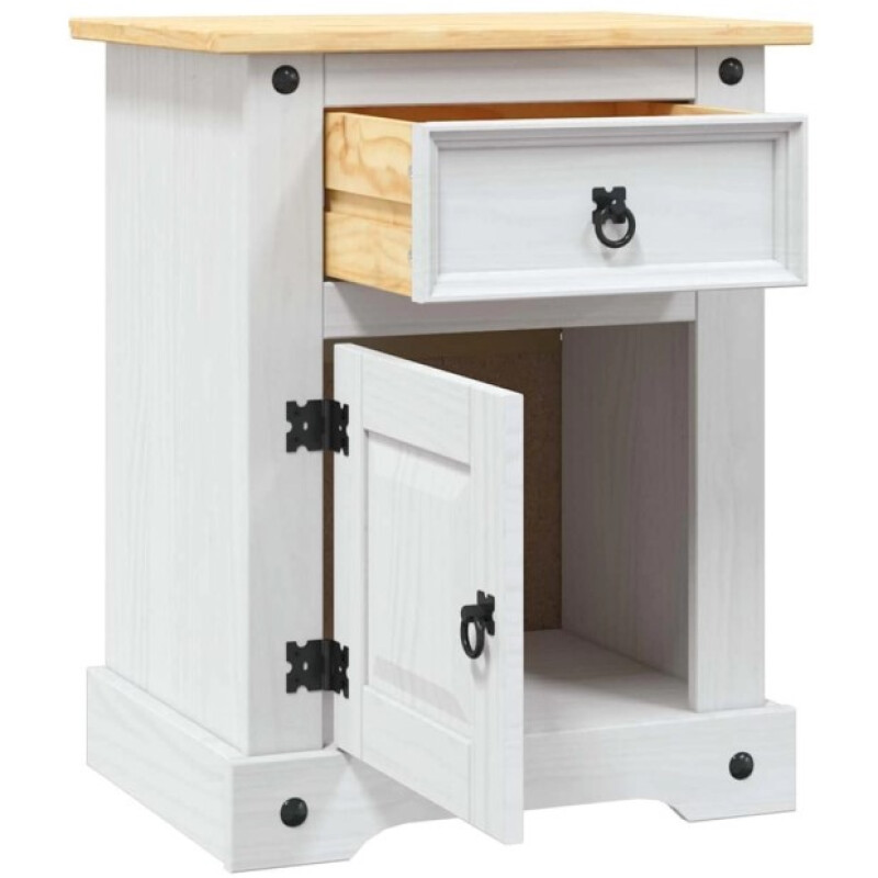 Mesa de Luz Grande Estilo Mexicano 1 Puerta 1 Cajon BLANCO y CERA NATURAL Mesa de Luz Grande Estilo Mexicano 1 Puerta 1 Cajon BLANCO y CERA NATURAL