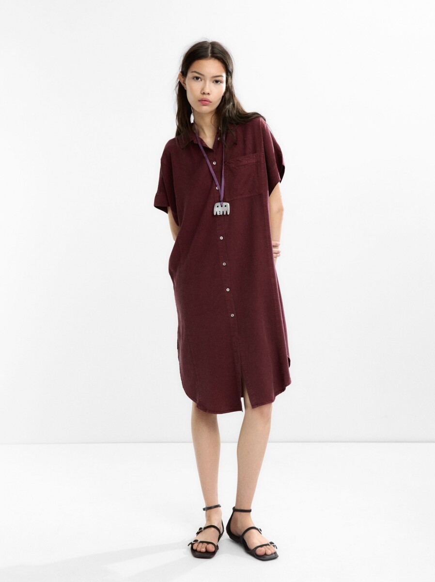 Vestido Camisero 100% Lyocell - burdeos 