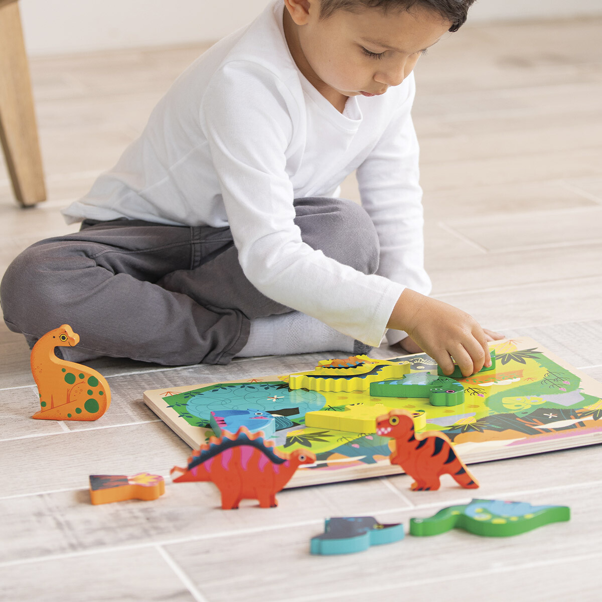 Puzzle Madera Crocodile Creek 16 Piezas con Base - Dinosaurios 