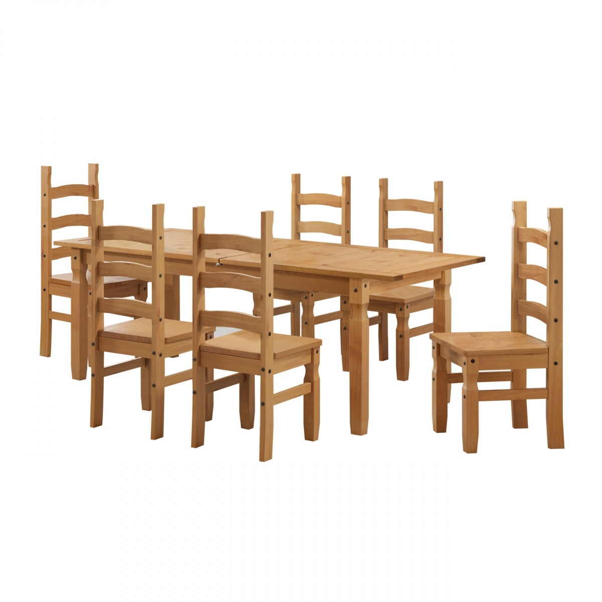 Juego de comedor Extensible 6 Sillas Mad Maciza 160 a 200 cm - Natural 