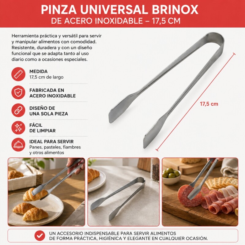 Pinza universal brinox 17,5 cm INOX