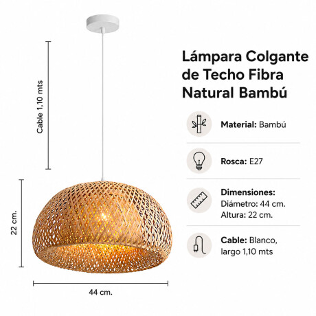 Pack x2 Lámparas Colgantes Bambú Natural E27 Diseño Nórdico Natural