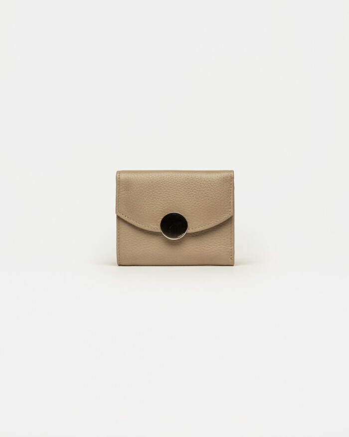 Billetera The Circle en cuero graneado Taupe