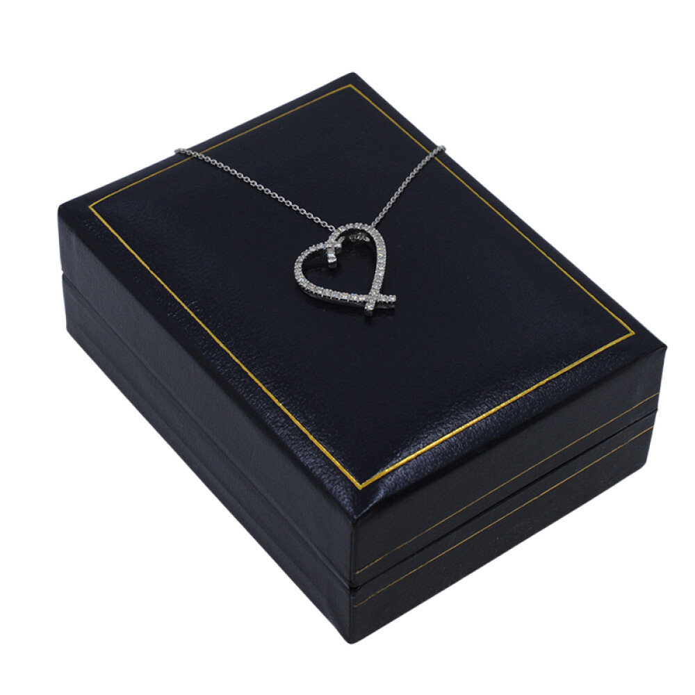 Cadena y dije corazón oro 18k blanco y brillantes Cadena y dije corazón oro 18k blanco y brillantes