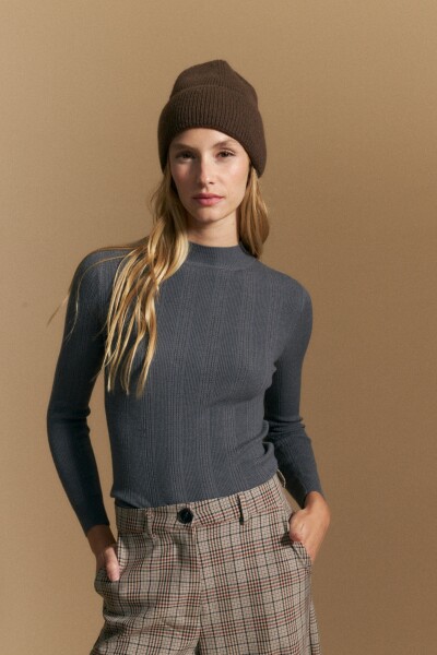 POLERA GALATEA Gris Osc Melange