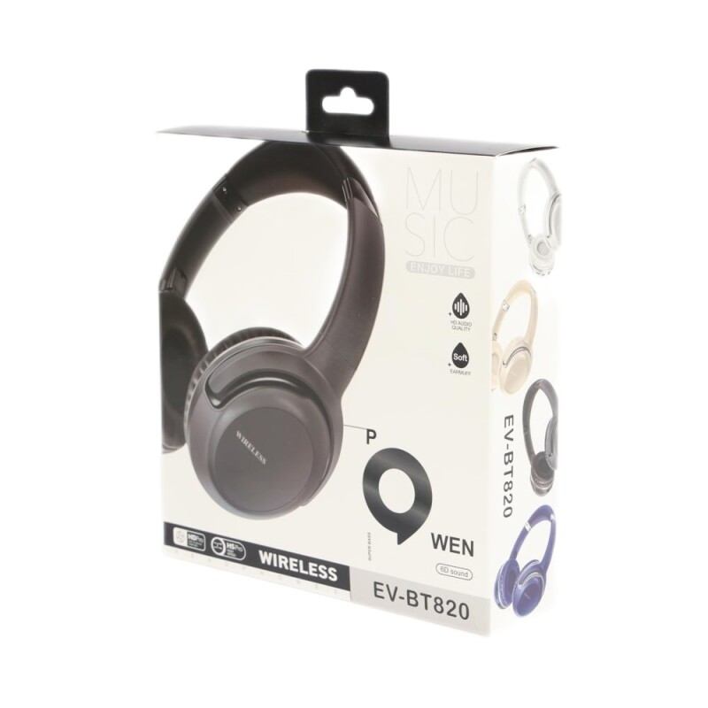 Auriculares bluetooth BT820 con vincha ajustable negro Auriculares bluetooth BT820 con vincha ajustable negro