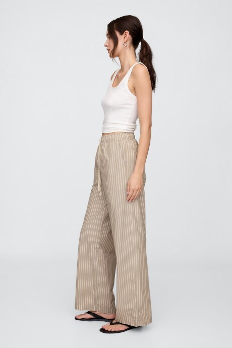 Pantalón Poplin Mujer Brown Stripe