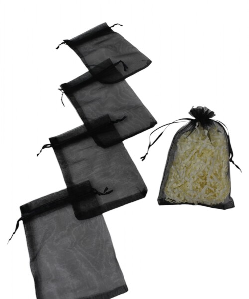 Pack x 100 - Bolsas organza 9x15 cm NEGRO