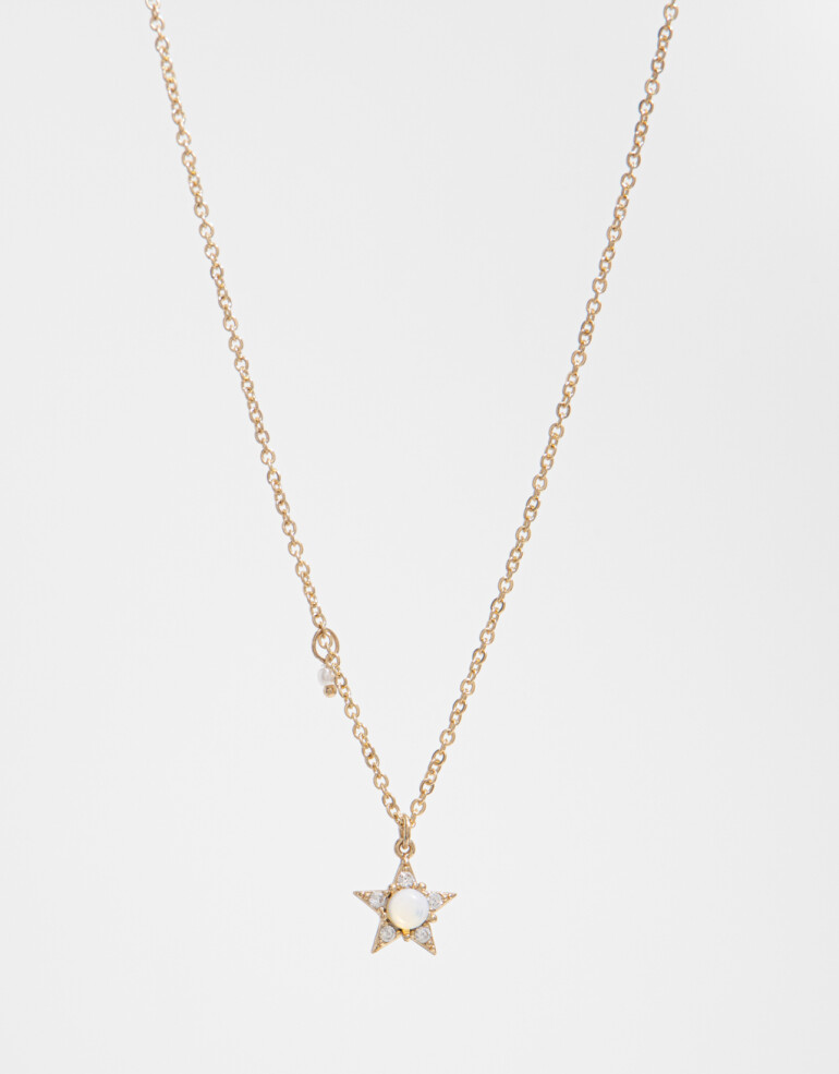 Cadena Corta con Dije Strass Collar Con Dije De Estrella Con Cubic Zirconia - Dorado