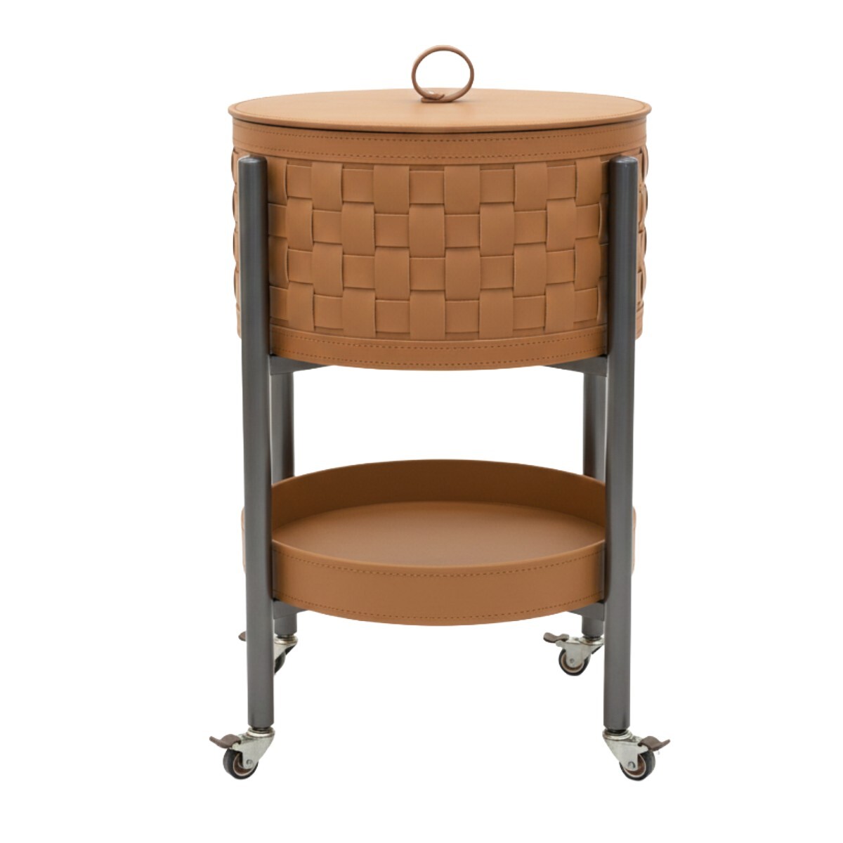 MESA AUX INOX C/ECO CUEROCAMEL C/RUEDAS 39X58CM 