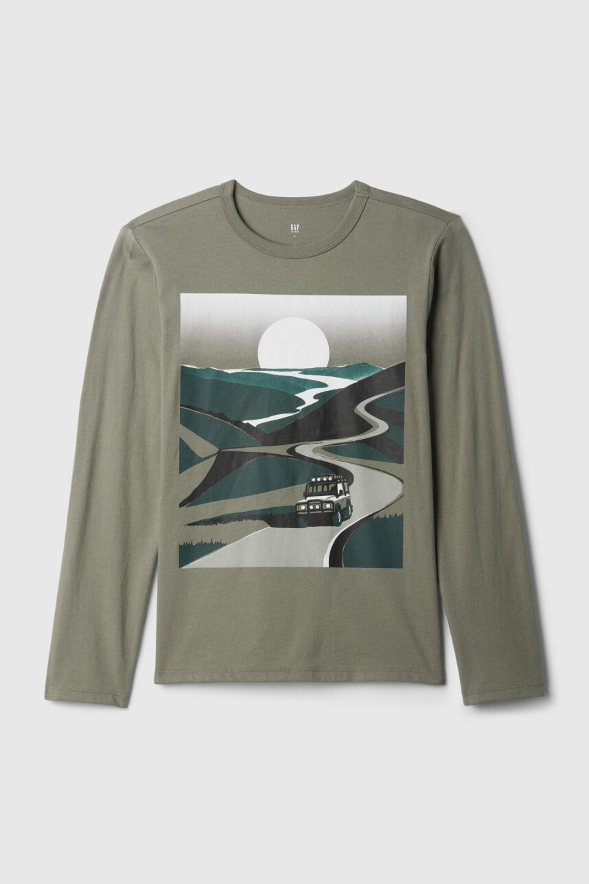 Remera Gráfico Manga Larga Niño Mesculen Green