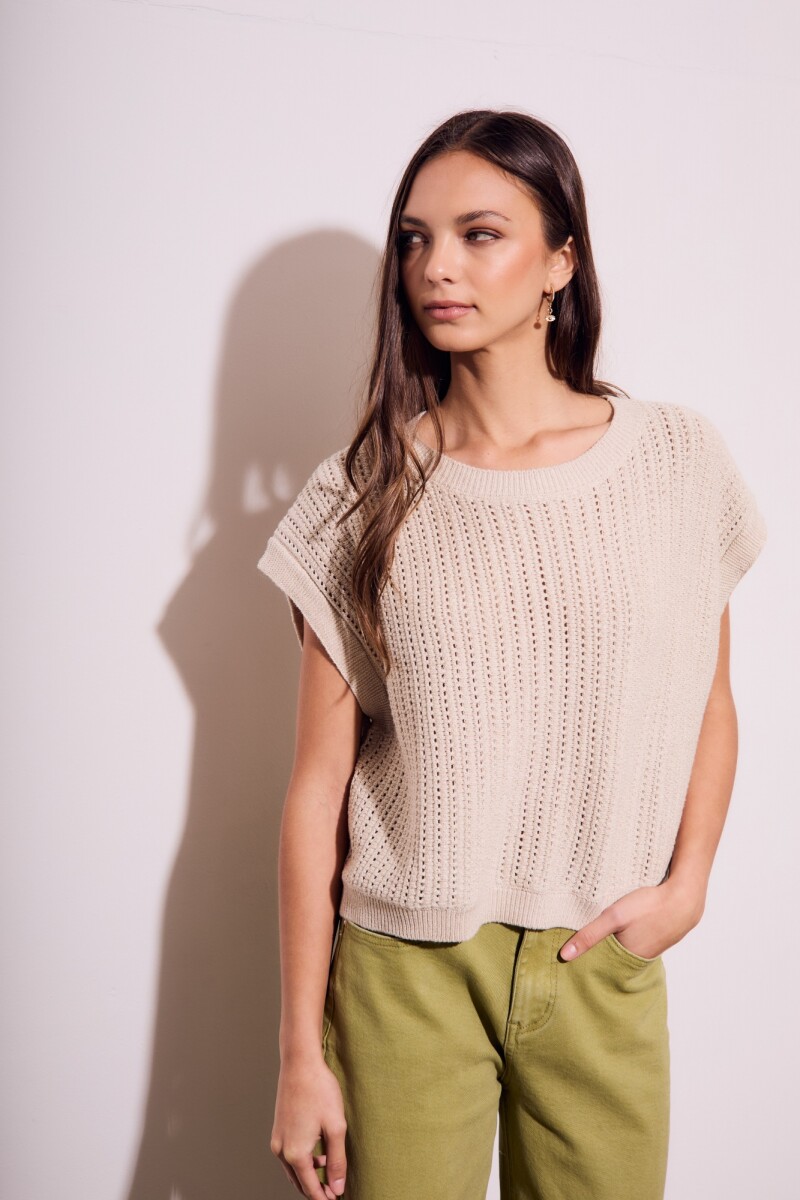 Chaleco Lurex Beige Melange