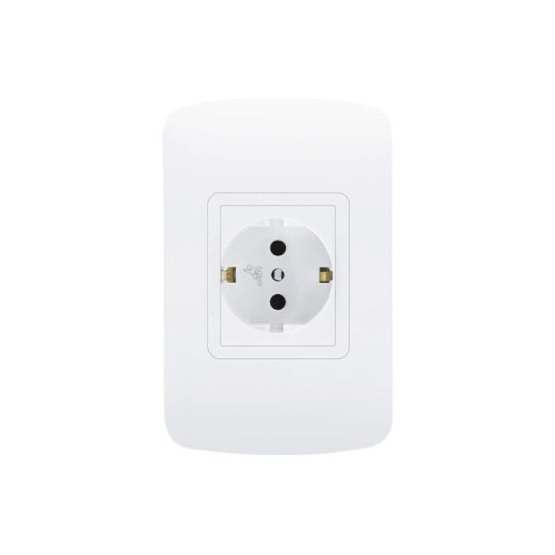 PLAQUETA SHUCKO - ATENEA PLUS Tomacorriente Schuko 2P+T con Seguro Atenea Plus Blanco