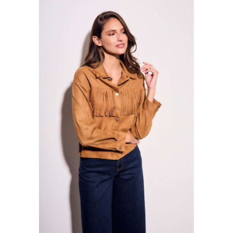 Camisa Gamuza Flecos Camel