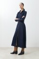 Vestido de jean camisero con falda evasé jean oscuro