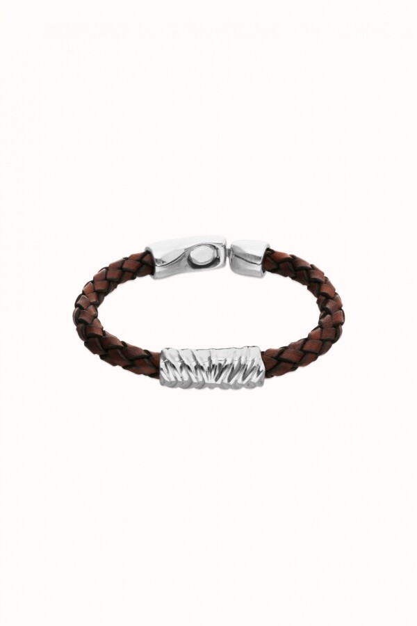 PULSERA DE CUERO ALEACIÓN DE MATALES BAÑADA EN PLATA DE LEY Pulsera