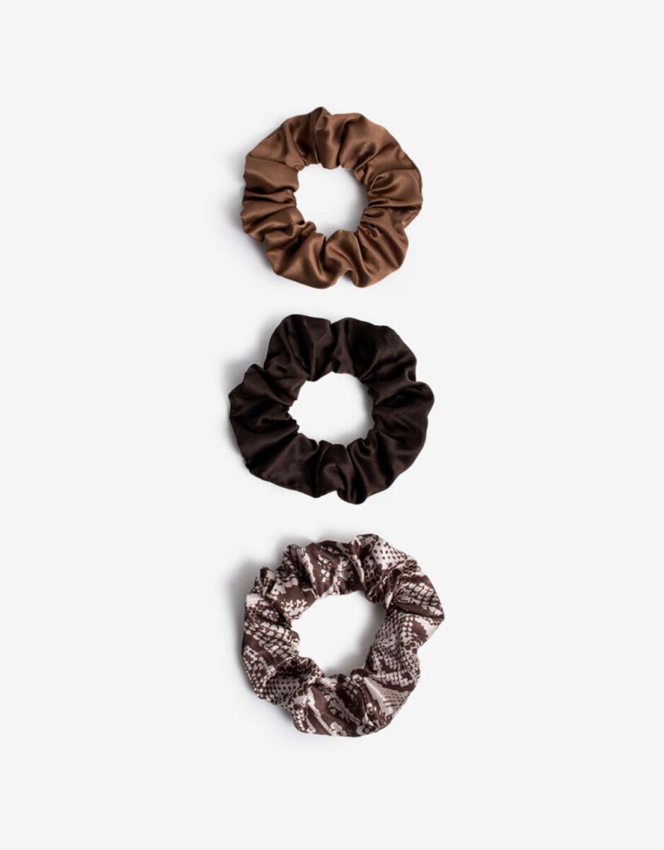 Set De Scrunchies - Combinacion Tricolor 