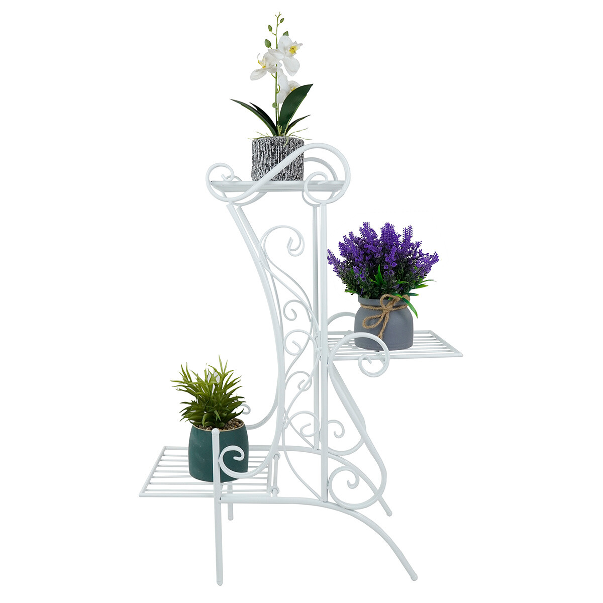 Soporte de metal para maceta blanco 