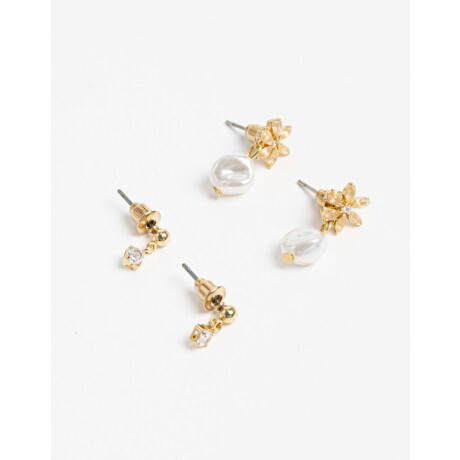 Aro Set Dije Floral Dorado