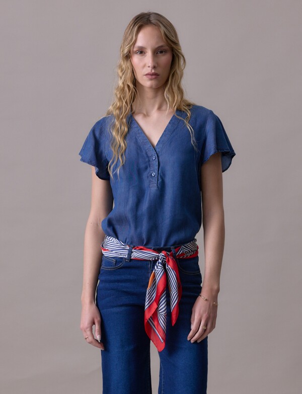 Blusa Lyocell Mga Volados JEAN