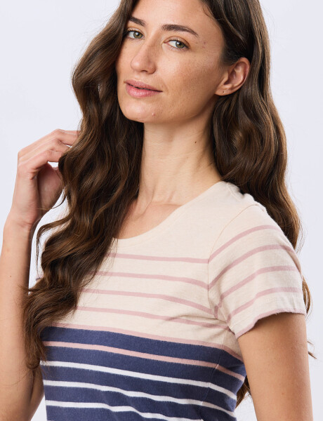 REMERA RAYADA DE ALGODÓN Azul