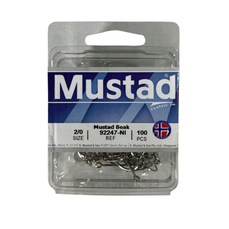Anzuelo Mustad Beak Niquel 2/0 x100 Unidades ANZUELO MUSTAD BEAK NIQUEL2/0 X100 PCS 92247NI 2/0 - 100