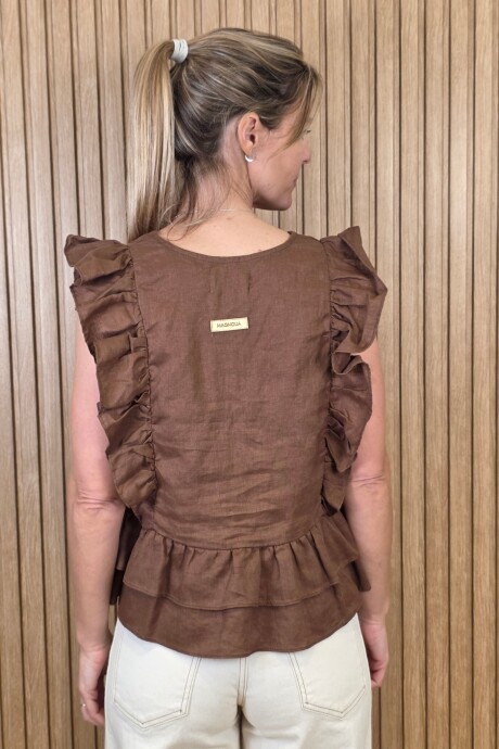 Musculosa Nani Puro Lino Chocolate