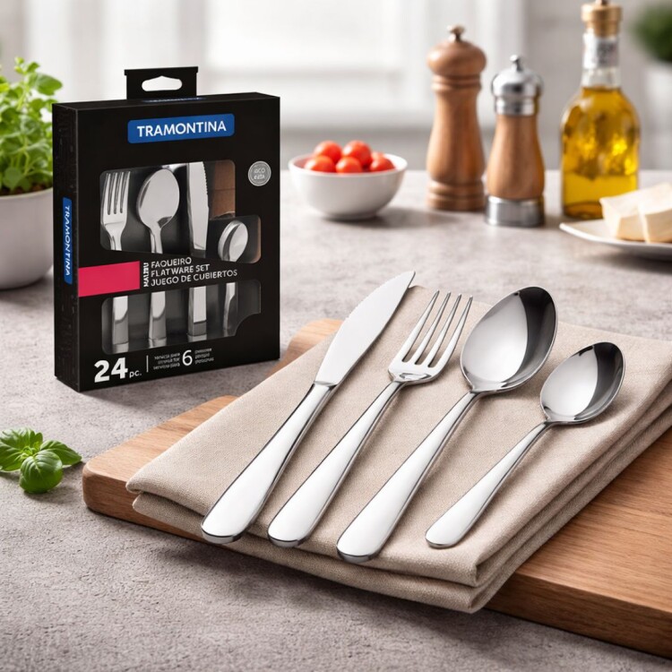 JUEGO DE CUBIERTOS TRAMONTINA MALIBU 24 PIEZAS JUEGO DE CUBIERTOS TRAMONTINA MALIBU 24 PIEZAS
