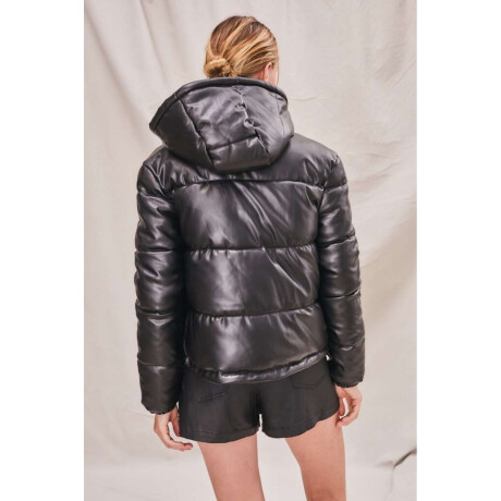 Campera Capitoneada Cuero Vegano Negro