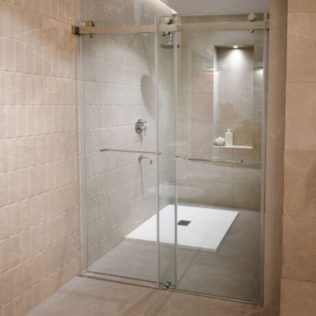 Mampara de Vidrio 8mm con Perfiles de Aluminio 120x200 cm GRIS