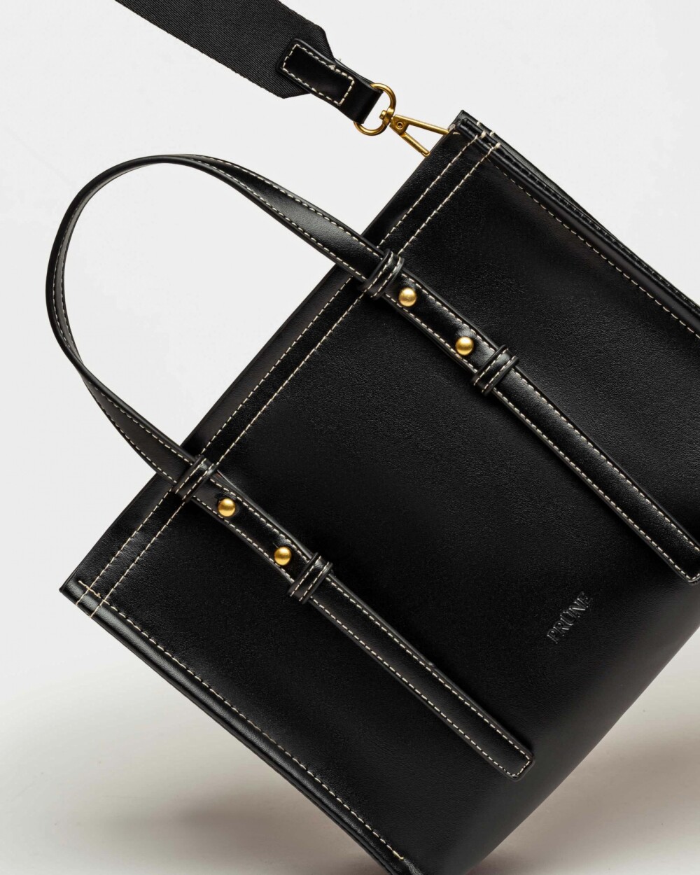Cartera de mano Louise en efecto cuero liso Negro
