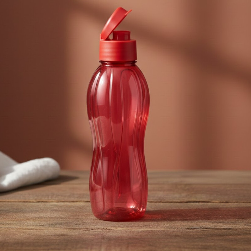 Botella caramañola plástica con tapón 600 ml ROJO