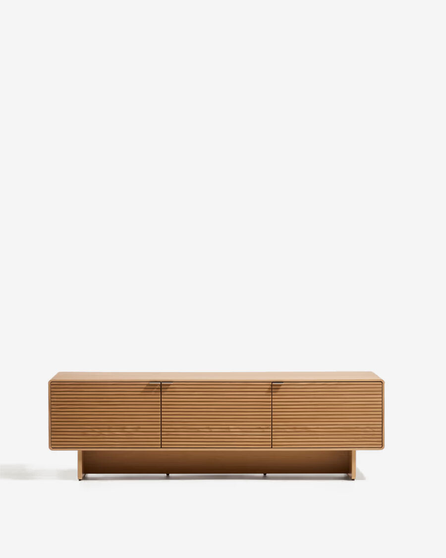 Mueble TV Norlen 3 puertas de chapa de roble acabado tono natural FSC Mix Credit 150 x 40 cm Mueble TV Norlen 3 puertas de chapa de roble acabado tono natural FSC Mix Credit 150 x 40 cm