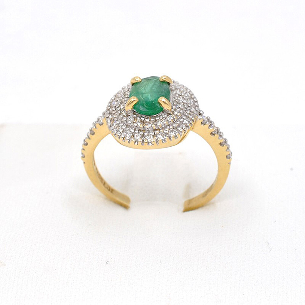 Anillo En Oro 18K, Esmeralda Y Brillantes Anillo En Oro 18K, Esmeralda Y Brillantes