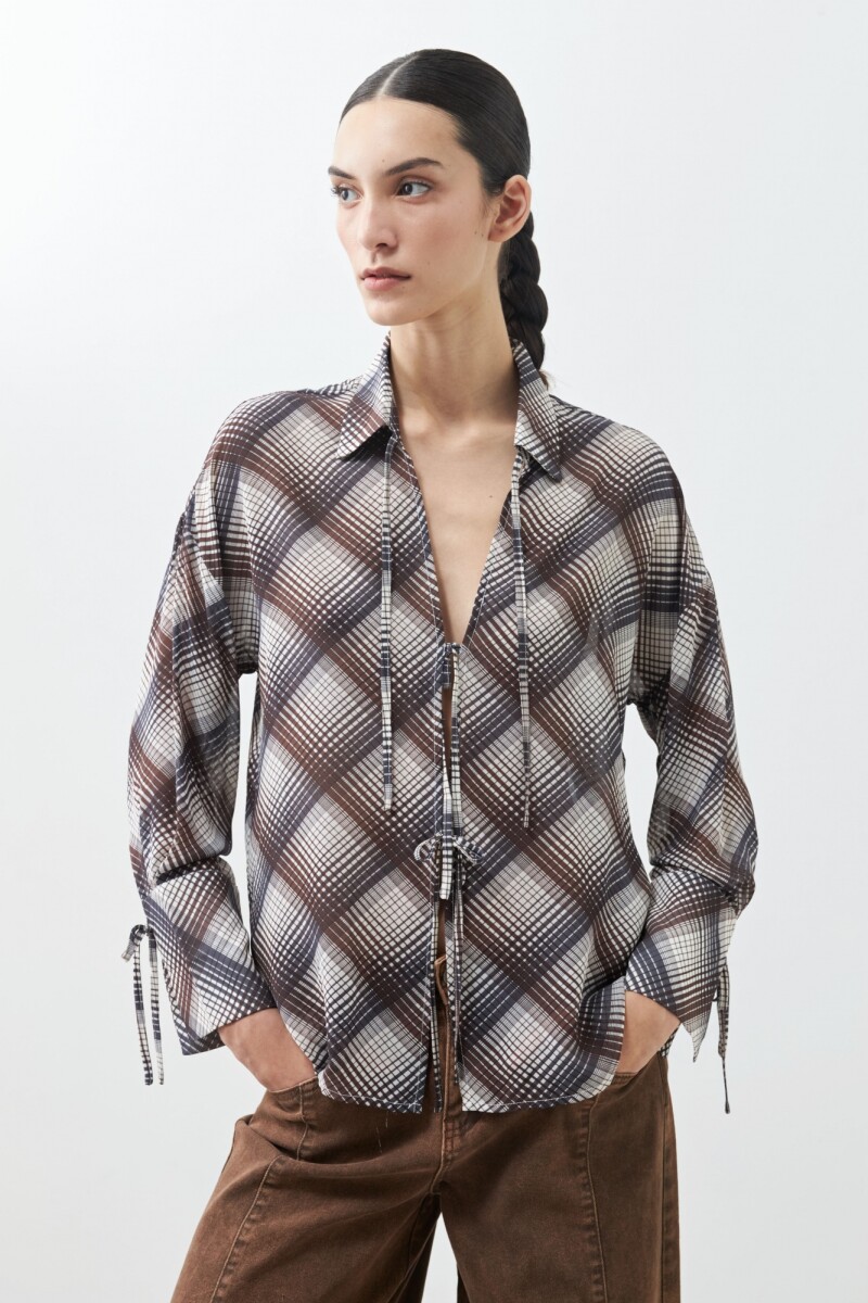 Camisa escocesa con lazos chocolate