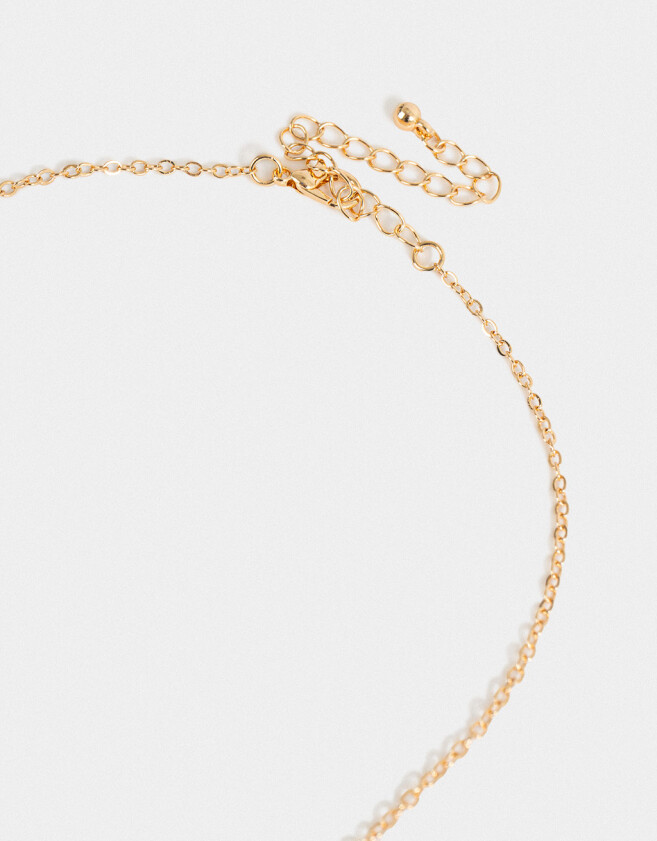 Collares Cortos Con perlas Collar Corto Multi Dije Con Perla - Dorado