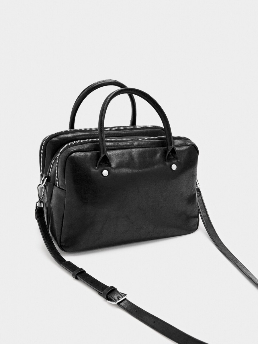 Bolso Bowling Efecto Craquelado negro