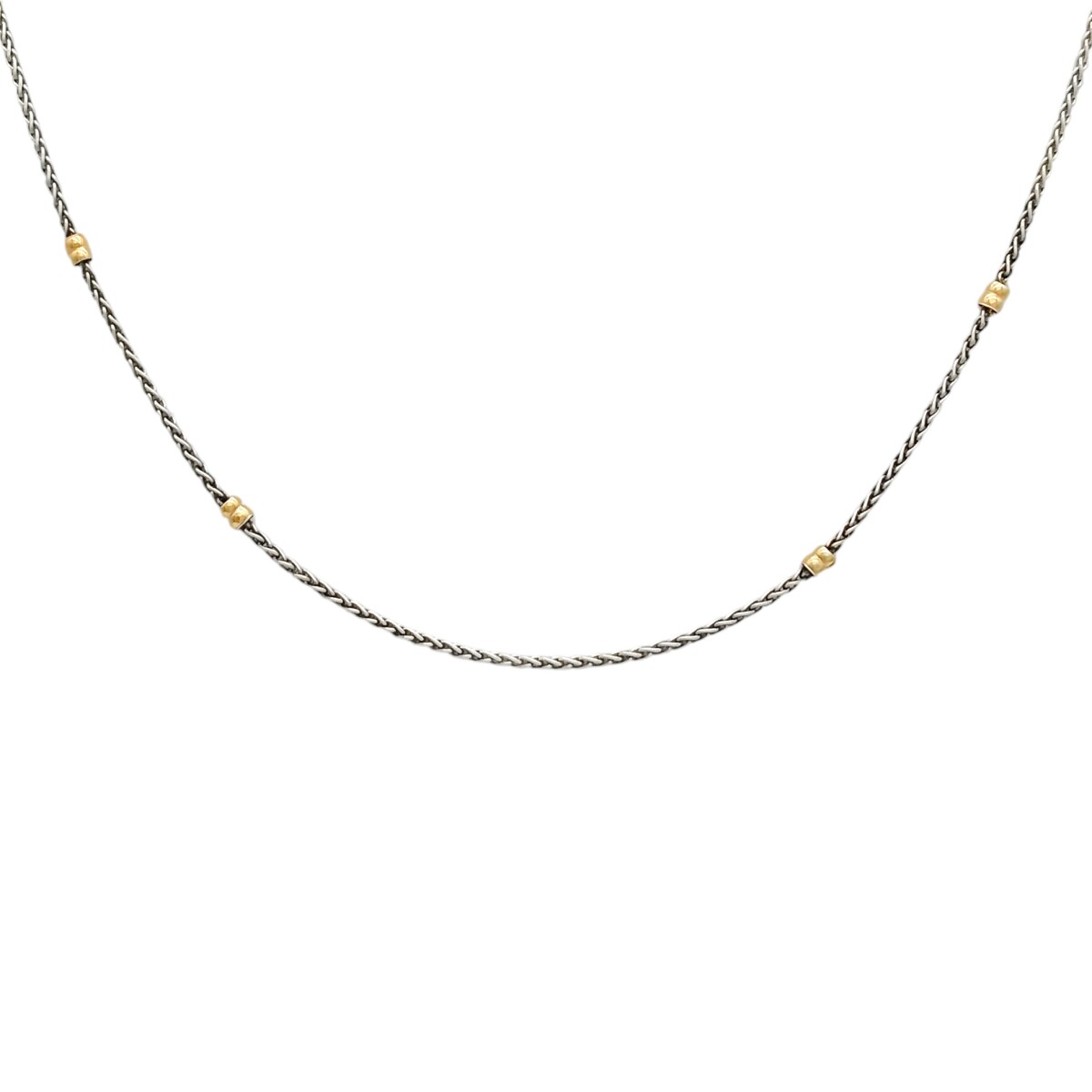 Cadena Collar Espiga-Plata y Oro-Sin Piedra-CD5012 - sinpiedra 