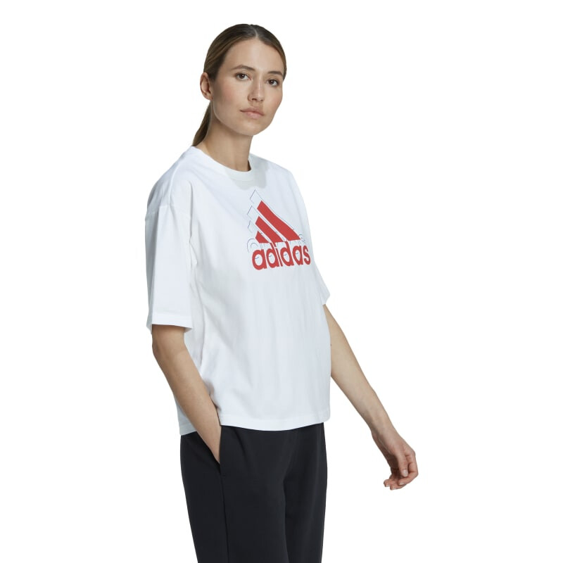 Remera Adidas Essentials de Mujer - HL4425 Blanco-rojo