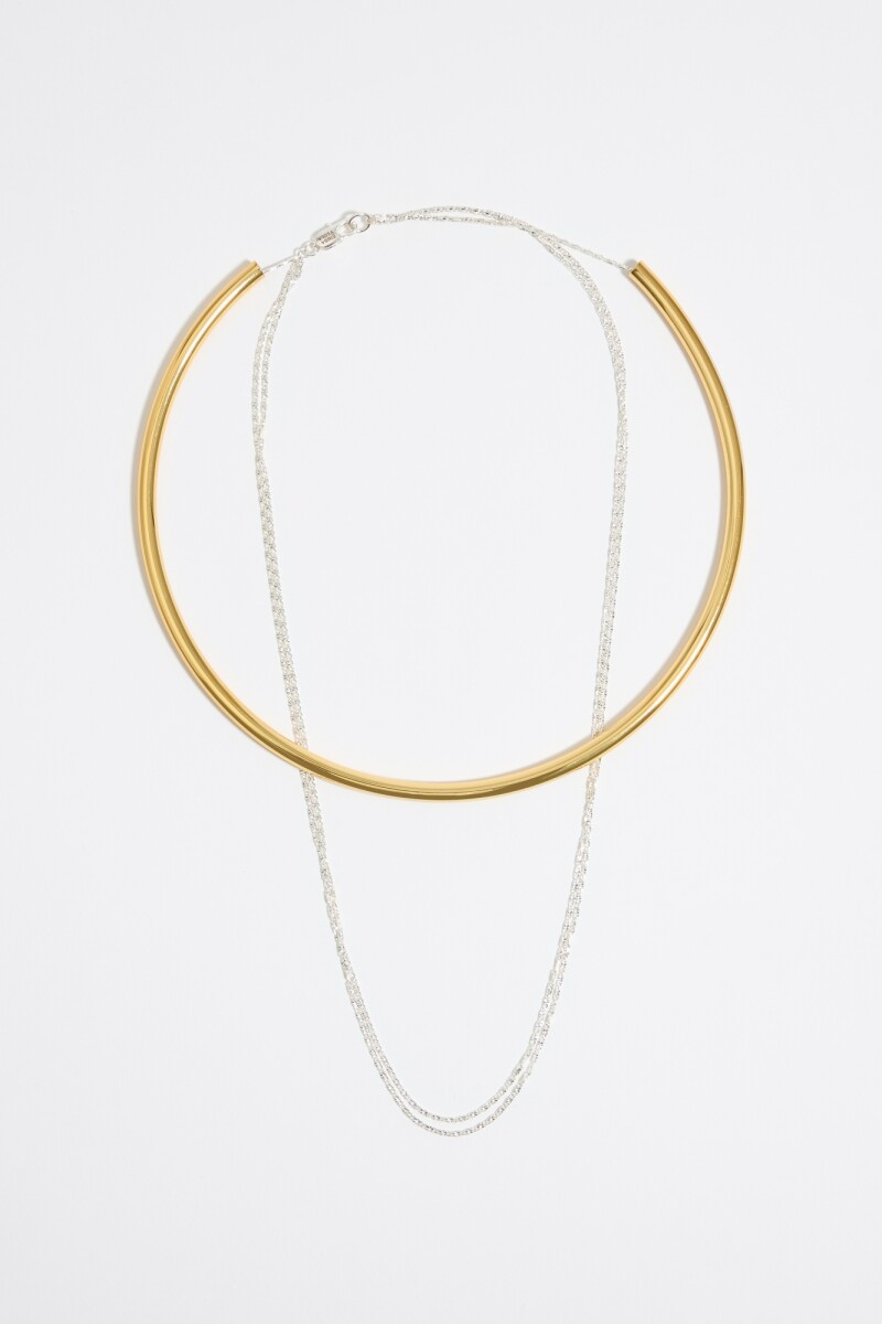 Collar choker y cadena Oro