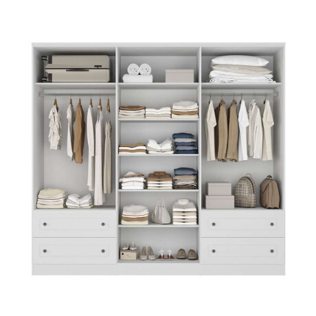 Ropero Americana PLUS 6 puertas 4 cajones 100% MDF Blanco