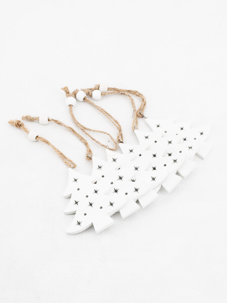 ADORNO COLGANTE MDF ARBOL 6PCS BLANCO