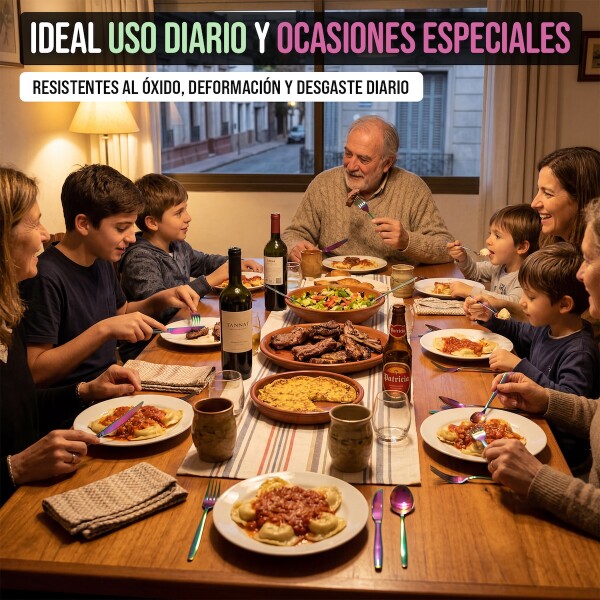 Set x24 Cubiertos de Acero Inoxidable Cuchillos tenedor cucharas Cocina IMBACK Multicolor Set x24 Cubiertos de Acero Inoxidable Cuchillos tenedor cucharas Cocina IMBACK Multicolor