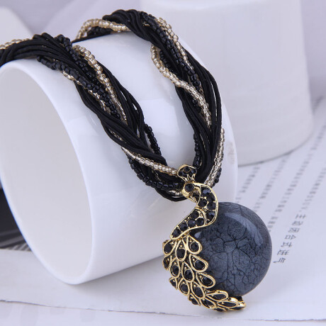 Collar Mujer Pavo Real Varios Colores Negro