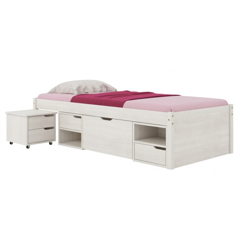 CAMA DE 1 PLAZA MADERA MACIZA CHARME BLANCA CAMA DE 1 PLAZA MADERA MACIZA CHARME BLANCA
